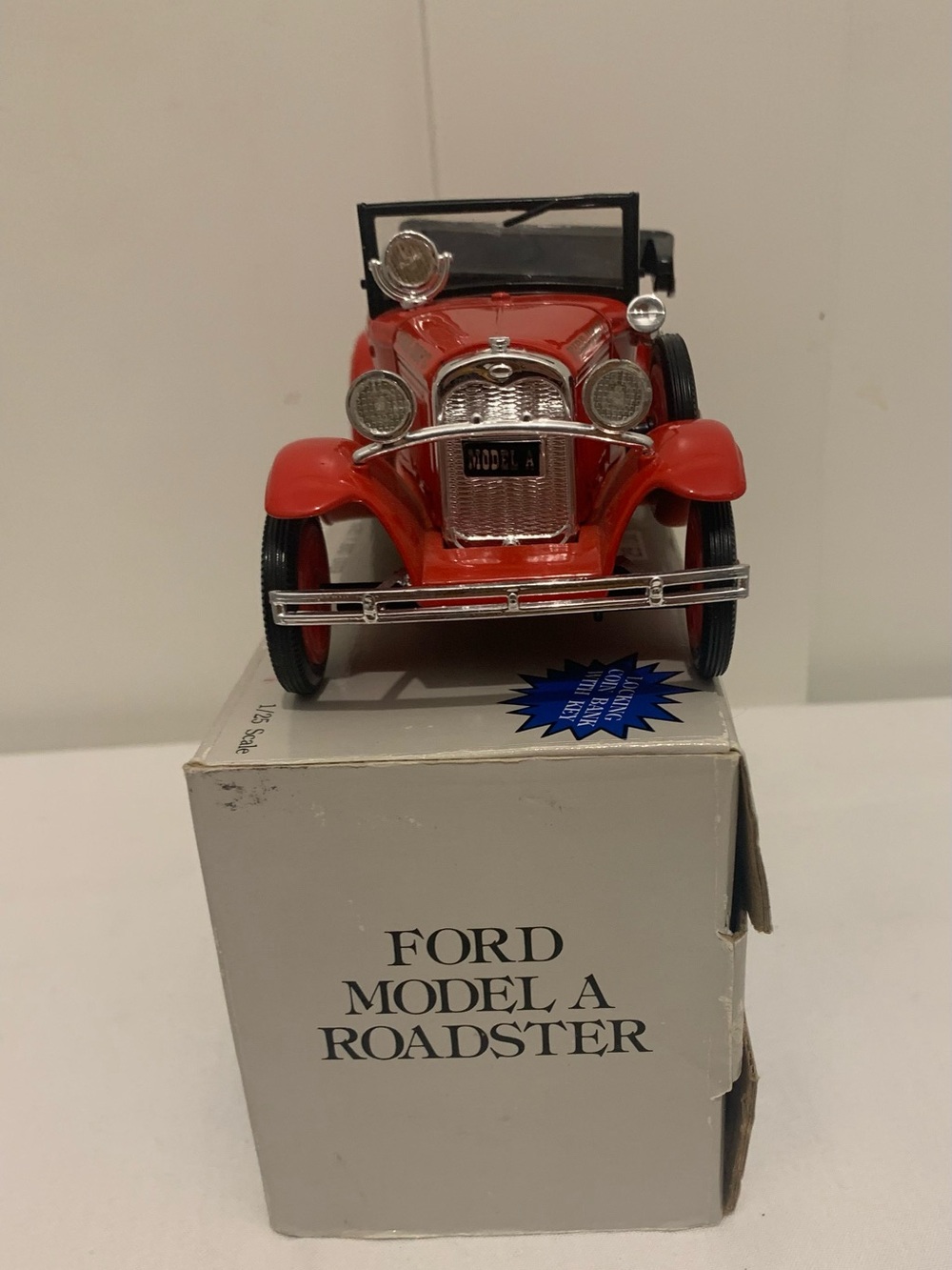 Ford Red Model A Roadster Toy Car with Silver Accents. NEW